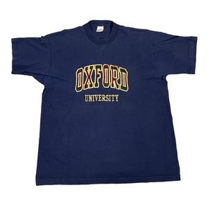 VTG OXFORD UNIVERSITY 90s COLLEGE LOGO TEE GREY GRAPHIC T SHIRT